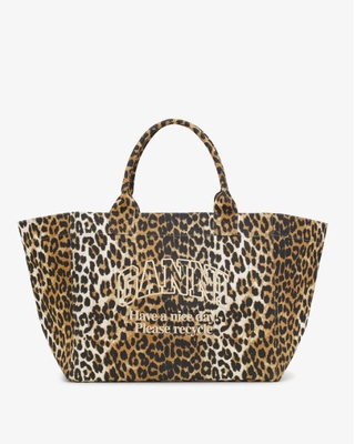 Bolso xxl Ganni lona leopardo